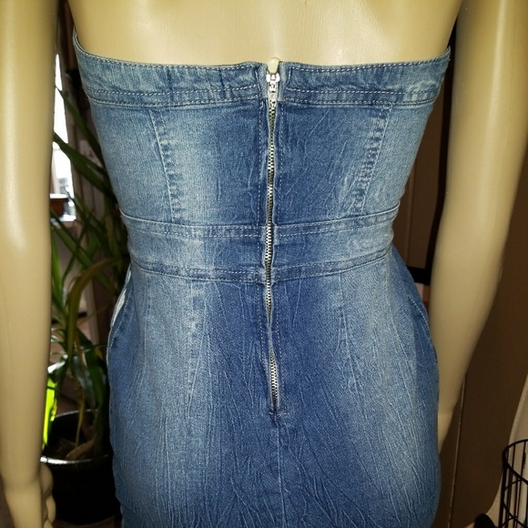 strapless jean dress - Picture 3 of 5